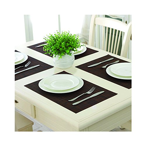Set of 8, High Quality Rectangle Dining Room Placemats,for Table Heat Insulation, Stain-resistant, by Lynnwang Design (Brown)