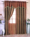 Chester Jacquard Stripe Window Curtain / Drape Set with Valance-treatment Draperies