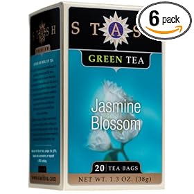 Stash Premium Jasmine Blossom Green Tea, Tea Bags, 20-Count Boxes (Pack of 6)