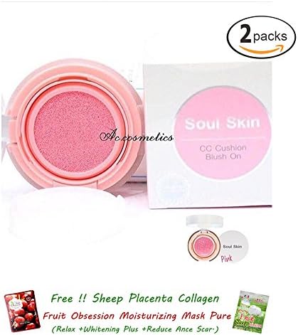 2 Units of Soul Skin CC Cushion Blush On [Pink 01 Babie Doll] Colorful Water Blush On, Cheek blush.[Get Free Tomato Facial Mask ]