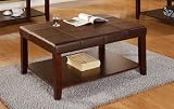 Bobkona Faux Leather Matching Coffee Table in Dark Chocolate Color
