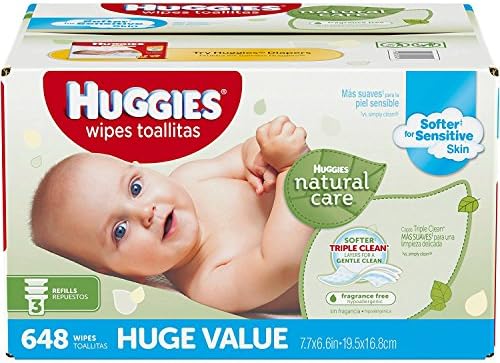 Huggies Natural Care Baby Wipes, Refill, Unscented, Hypoallergenic, Aloe and Vitamin E 648 Count