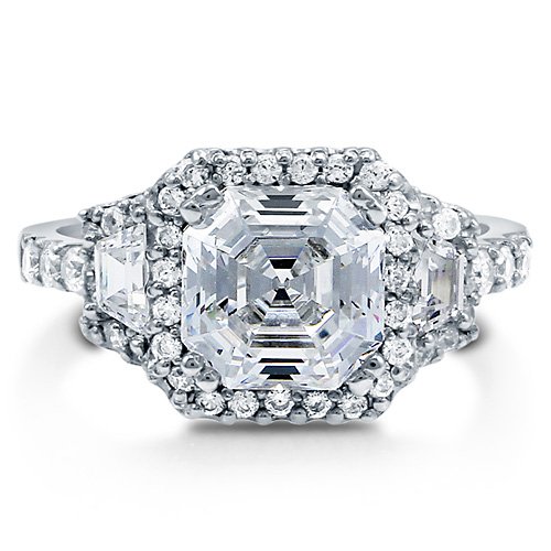 ... Silver Halo Ring 3.01 Ct â Nickel Free Engagement Wedding Ring ... Silver Halo Ring 3.01 Ct â Nickel Free Engagement Wedding Ring