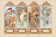 (24x36) Alphonse Mucha (4 Seasons) Art Poster Print