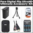 Ultimate Accessory Kit For The Flip UltraHD Video Camera Camcorder 2HR. 3rd Generation U32120B, U32120W NEWEST MODEL Includes Slim Protective hard Case + Flip Power Adapter APA1B + Mini Tripod + 4 AAA Batteries And Charger + Micro HDMI Cable + More