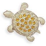 Small Orange Swarovski Crystal Turtle Fashion Pin