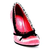 406-DOLL 4" Pump with Lace Trim, Pink-Size 7
