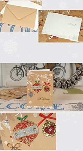PAPTEL Handmade Vintage 3D Merry Christmas Greeting Cards - 8 Different Designs - Kraft Envelopes Included - Set of 8