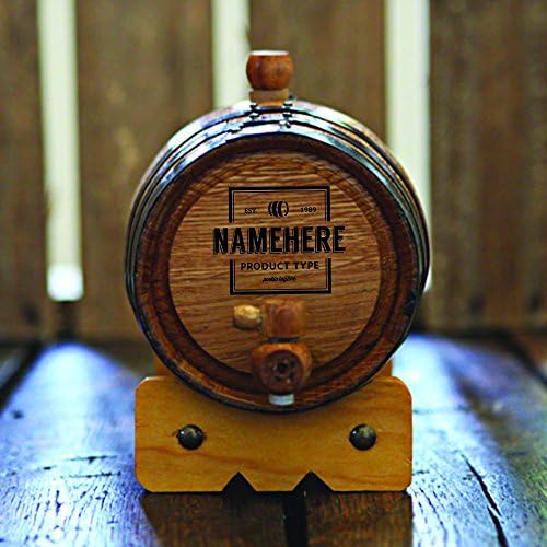 Personalized 1-liter American Oak Barrel | Laser Engraved - Template 13 | Handcrafted using American White Oak | Age your own Whiskey, Beer, Wine, Bourbon, Tequila, Hot Sauce &amp; More