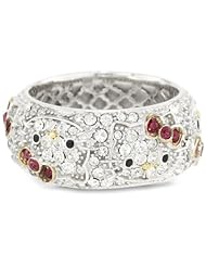 Hello Kitty by Simmons Jewelry Co. Czech Crystals Flat Pave Face and Red Crystal Girls Ring, Size 7