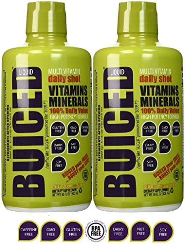 BUICED Liquid Multivitamin, 2-Pack. Gluten Free, GMO Free, Allergen Free, BPA Free.