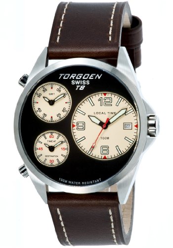 Torgoen Swiss Men's T08103 T8 3 Time Zone Aviation Watch
