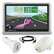 Premium White USB Home Wall + USB Car Charger Adapter + USB Cable + Clear Screen Protector for Garmin n¨¹vi 1450/1450LMT 5-Inch Portable GPS Navigator