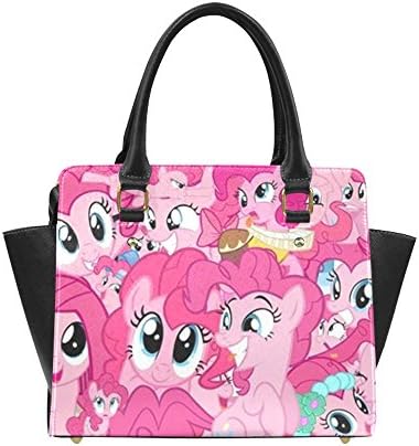 Jolin Decor Custom My Little Pony Cute Pinkie Pie Handbags Tote Bag Leather Satchel Shoulder Bag Purse for Women
