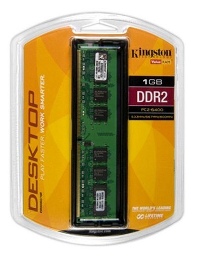Kingston ValueRAM 1GB 800MHz PC2-6400 DDR2 Desktop Memory KVR800D2/1GR
