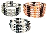 Set of Three Fresh Water Pearls Magnetic Wrap Bracelet/Necklace/Anklet Lariat - Black, Green Pink