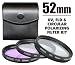 Zeikos 52mm 3-Piece (UV Haze / CPL Circular Polarizing / FLD Fluorescent Correction) Digital Multi-Coated Glass Filter Kit with Case