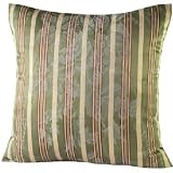 Elegant Decorative Pillow / Cushion Cover 18"x18" - Striped Green Jacquard