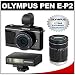 Olympus Pen E-P2 Micro 4/3 Digital Camera & 17mm f/2.8 Lens & FL-14 Flash (Black) with M.Zuiko 40-150mm Lens & VF-2 Electronic Viewfinder + 2-Year Extended Warranty