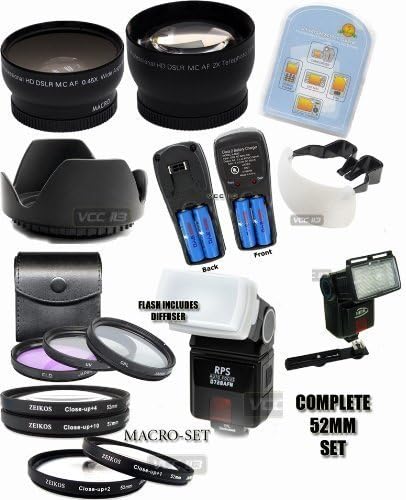 Complete 52mm Accessory Kit for Nikon 18-55mm. High Definition. Compatible with Nikon D7000 D3000 D5000 D3x D3s D700 D300s D90 D5100 D3100.