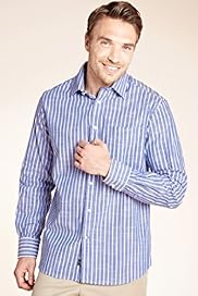 Blue Harbour Pure Cotton Striped Slub Shirt