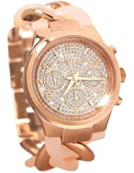 Michael Kors MK4283 Runway Twist Rose Gold Glitz Dial Steel Band Women Watch NEW