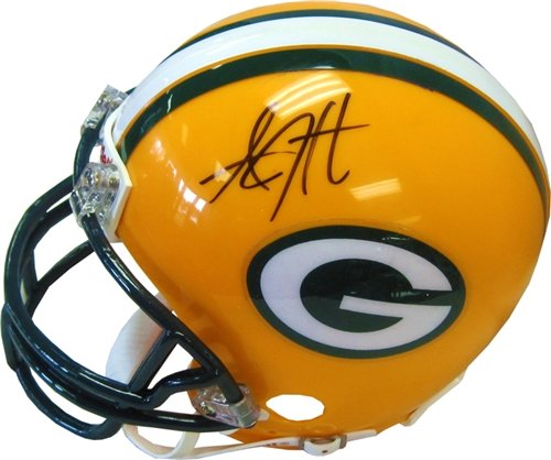 AJ Hawk Autographed/Hand Signed Green Bay Packers Mini Helmet