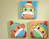 Baby : Monkeying Around Stretched Canvas Wall Art , Orange Background