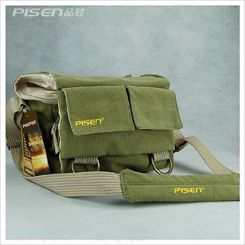 Cosmos ® Khaki Green Shoulder Canvas Outdoor Camera Bag deluxe Photo video Camera Gadget Bag for Canon Nikon Sony Olympus Kodak Panasonic Fuji Digital DSLR Cameras + Cosmos Cable Tie