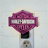 Pack of 3 Official Harley Davidson Bar & Shield Pink & Black Chrome Night Lights