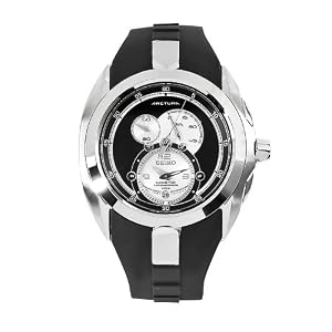 Seiko Men's SNL051 Arctura Black Rubber Strap Chronograph Dial Watch