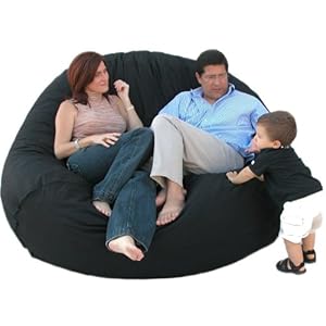 7-feet Xx-large Black Cozy Sac Foof Bean Bag Chair Love Seat