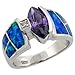 Sterling Silver, Synthetic Opal Inlay Ring, w/ title=