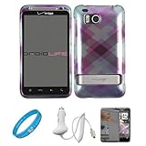 Purple Plaid Durable 2 Piece Protective Crystal Hard Shield Guard Cover Cas ....