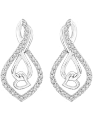 10K White Gold, Diamond Infinity Heart Earrings (1/4 cttw)