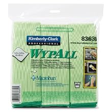 Kimberly-Clark Wypall 83630 Microfiber Cloths with Microban Protection, 15-3/4" Length x 15-3/4" Width, Green (4 Packs of 6)