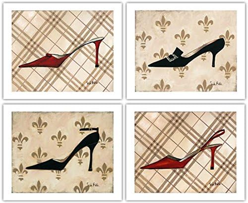 Poussoir Noir I, II, Poussoir Rouge I, II by Trish Biddle~Set 4 Shoe UNFRAMED Art Prints