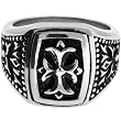 Inox Jewelry Men's Raised Gothic Scroll Cross 316L Stainless Steel Ring