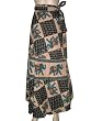 Cotton Wrap Around Skirt Elephant Print Desert Sand Black 40" Length
