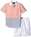 Nautica Boys Two Piece Woven Short Sleeve Shirt Set with Solid Pull On Bottom