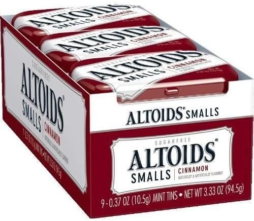 Nceonshop(TM) Altoids Smalls Sugar Free Cinnamon Mints, 0.37-Ounce Tins (Pack of 9) New
