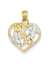 14k Yellow Gold Polished Mom Charm