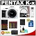 Pentax K-x Digital SLR Camera (White) with 18-55mm Zoom Lens + 16GB SDHC Card + AA Batteries & Charger + UV Filter + Accessory Kit