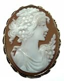 Cameo Pin Pendant Baccante, Master Carved, Conch Shell Italian