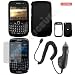 BlackBerry Gemini 8520 combo Rubber Feel Black Protective Case Faceplate Cover + LCD Screen Protector + Rapid Car Charger for BlackBerry Gemini 8520 + Free LiveMyLife Wristband