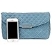 BMC Womens PU Leather Quilted Diamond Pattern Embroidered Fashion Clutch Handbag