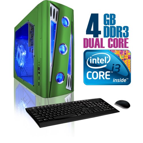 CybertronPC X-Cruiser 2 CINN11202SGQ, Green, Intel Core i3 Dual-Core 2.93GHz, 4GB DDR3, 500GB Hard Drive, DVDRW w/LightScribe, GeForce GT220, 400 Watt Power Supply, Windows 7 Home Premium 64-bit, 1 Year Parts & Labor Warranty