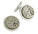 Silver plated watch movement cufflinks with presentation box. Made in the USA