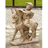 Large Garden Statues - Boy & Donkey Stone Figurine Ornament