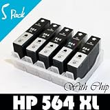 5pk HP 564 XL Black Ink Cartridge CB321WN With Chip For PhotoSmart C6340 C6350 C6380 B8550 B8553 B8558 C309C PhotoSmart Premium Fax All in One C310A PhotoSmart Premium e All in One C410A PhotoSmart Premium Fax e All in One C309n PhotoSmart Premium Touchsmart Web All in One B209c PhotoSmart Plus All in One B210 PhotoSmart Plus e All in One C510A PhotoSmart estation All in One D5460 D7560 51cQ3KD11RL. SL160 5pk HP 564 XL Black Ink Cartridge CB321WN With Chip For PhotoSmart C6340 C6350 C6380 B8550 B8553 B8558 C309C PhotoSmart Premium Fax All in One C310A PhotoSmart Premium e All in One C410A PhotoSmart Premium Fax e All in One C309n PhotoSmart Premium Touchsmart Web All in One B209c PhotoSmart Plus All in One B210 PhotoSmart Plus e All in One C510A PhotoSmart estation All in One D5460 D7560